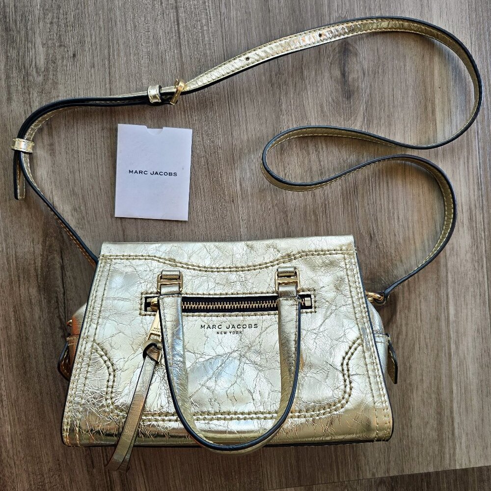 Marc Jacobs Metallic Mini Crinkle Cruiser Satchel Light Gold